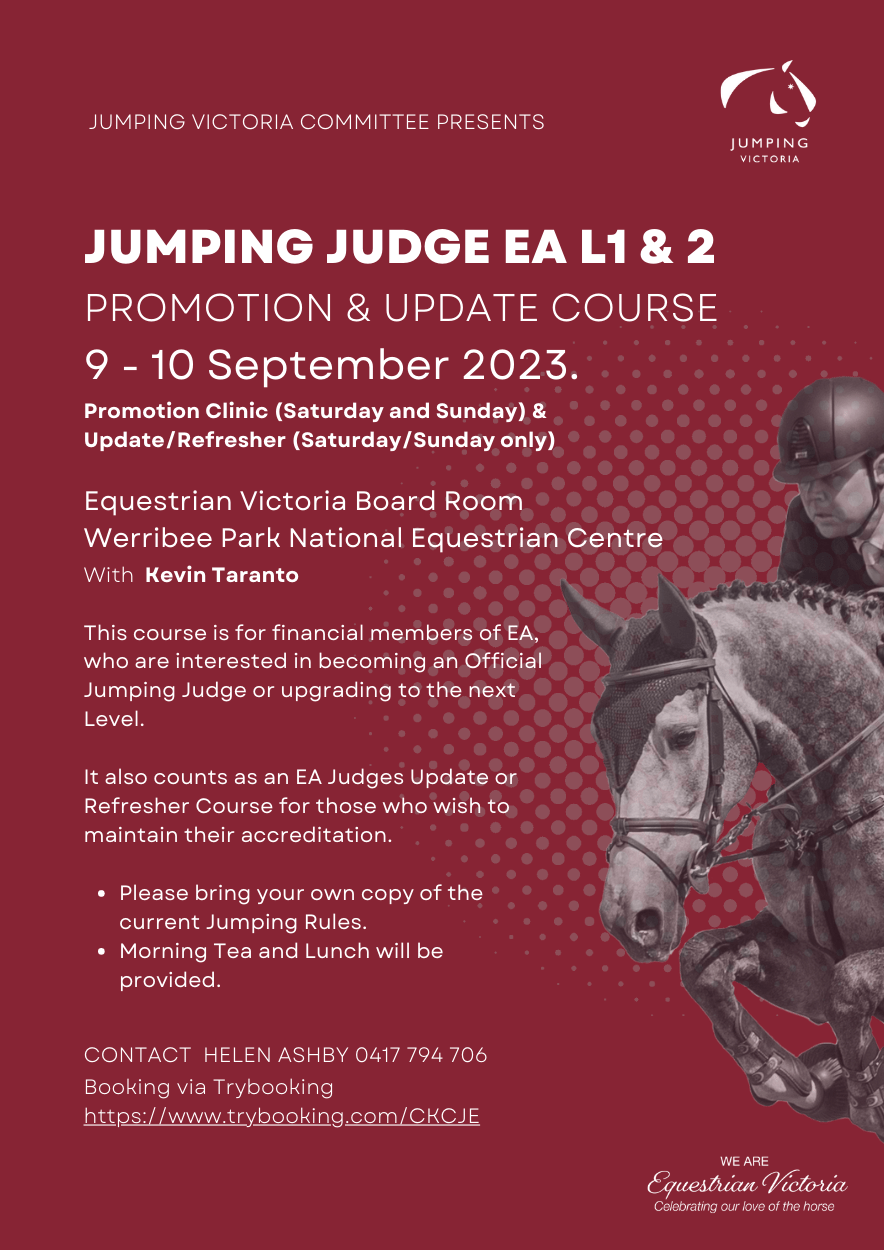 Jumping Judge EA L1 & 2 Promotion and Update Course | Equestrian Victoria